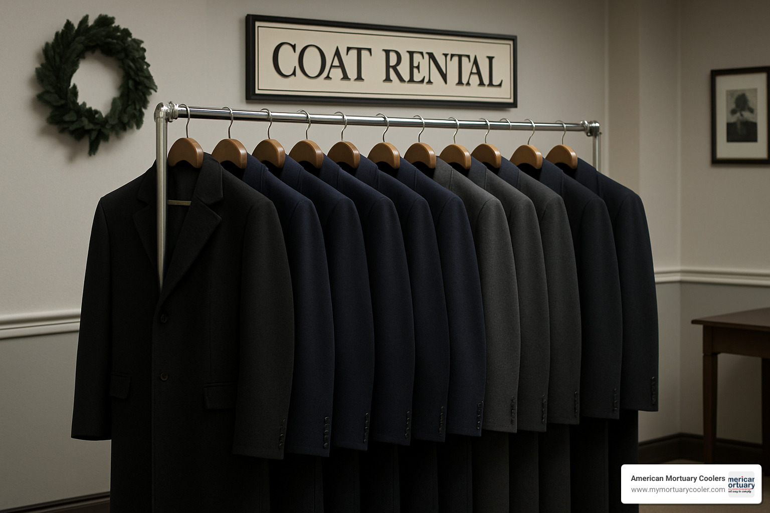 rental overcoat rack - coats for funerals