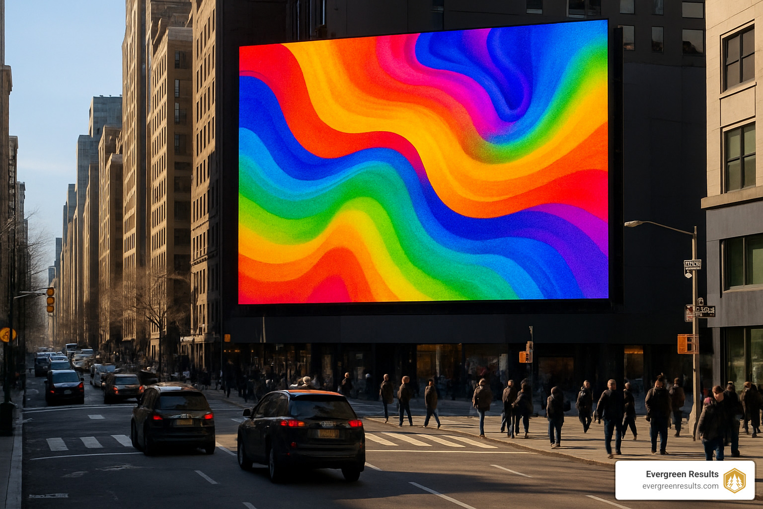 digital billboard LED screen displaying vibrant advertisement - billboard advertising