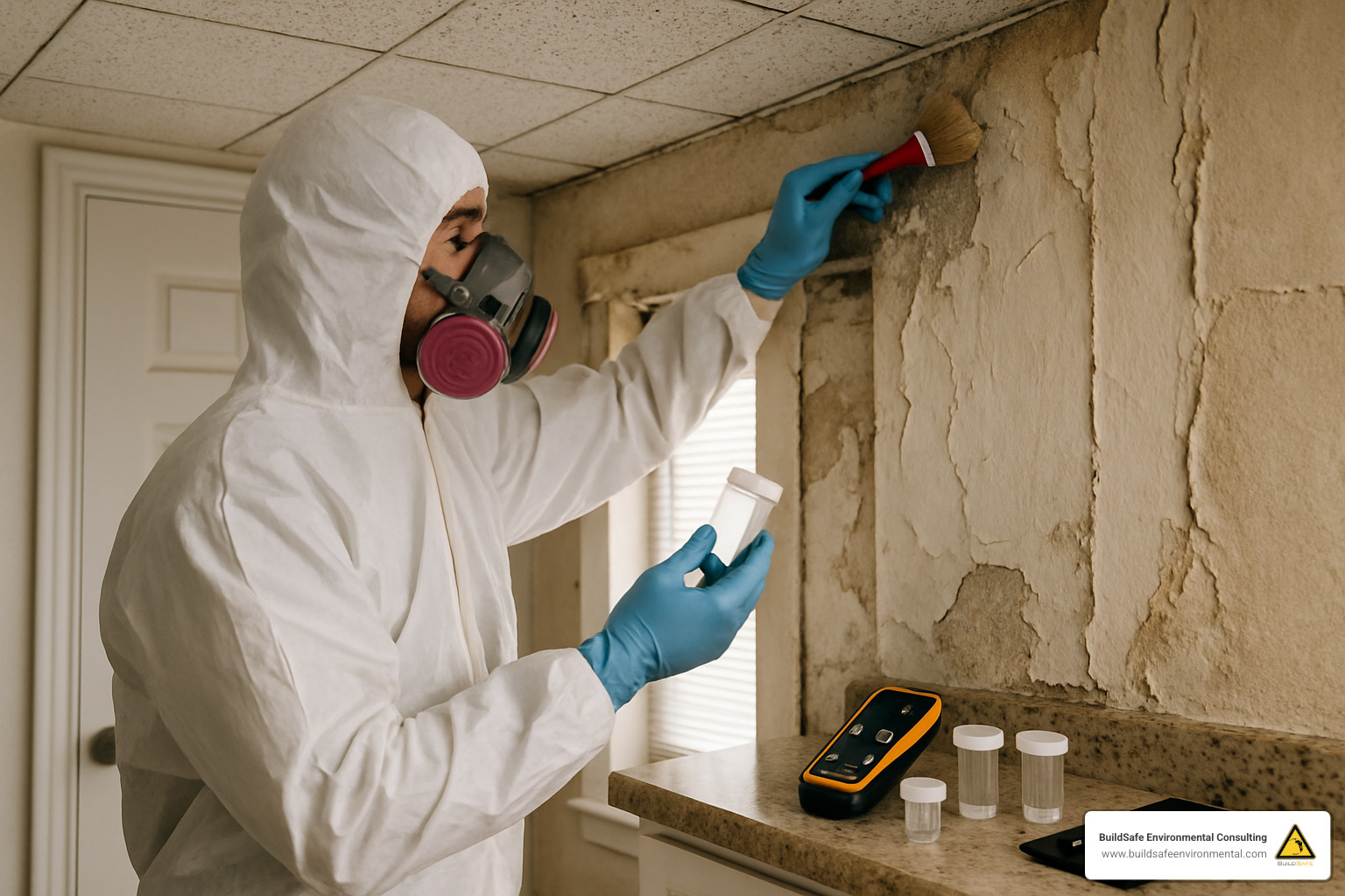 Professional inspector collecting asbestos samples from various building materials - asbestos abatement arvada