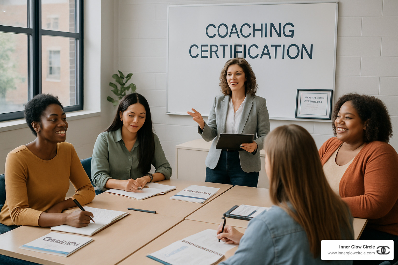 Group of women in a coaching certification program - coaching and personal development