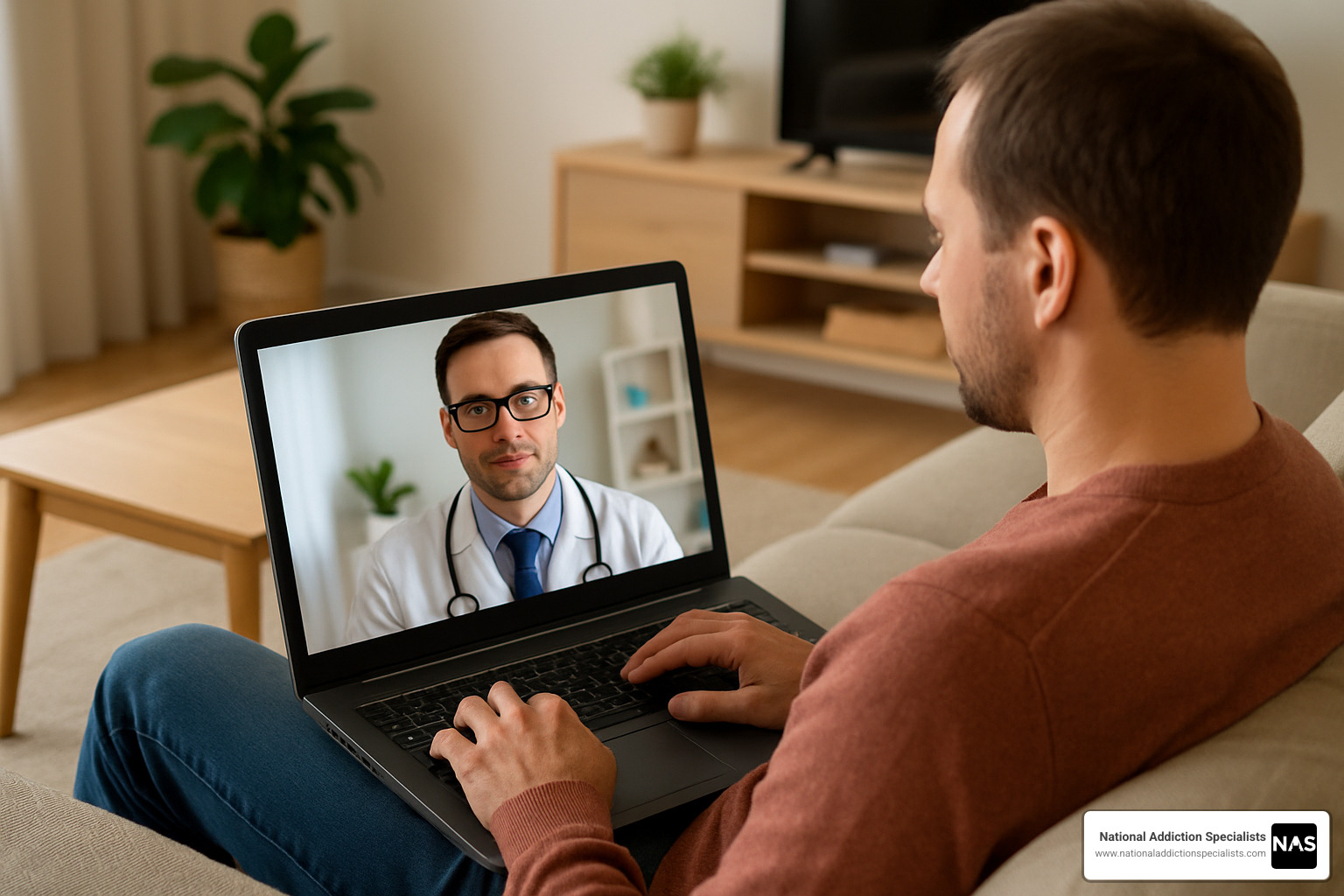 Patient on video call with doctor - Medicaid suboxone treatment