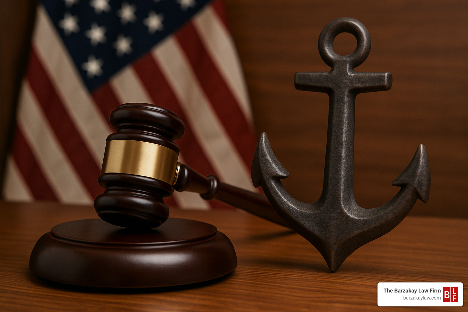 Gavel and anchor symbolizing maritime law - miami maritime injury lawyers