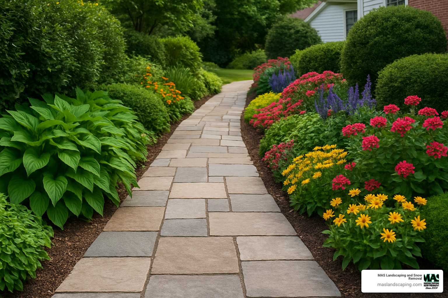 mixed paver and plant walkway - hardscape and landscape