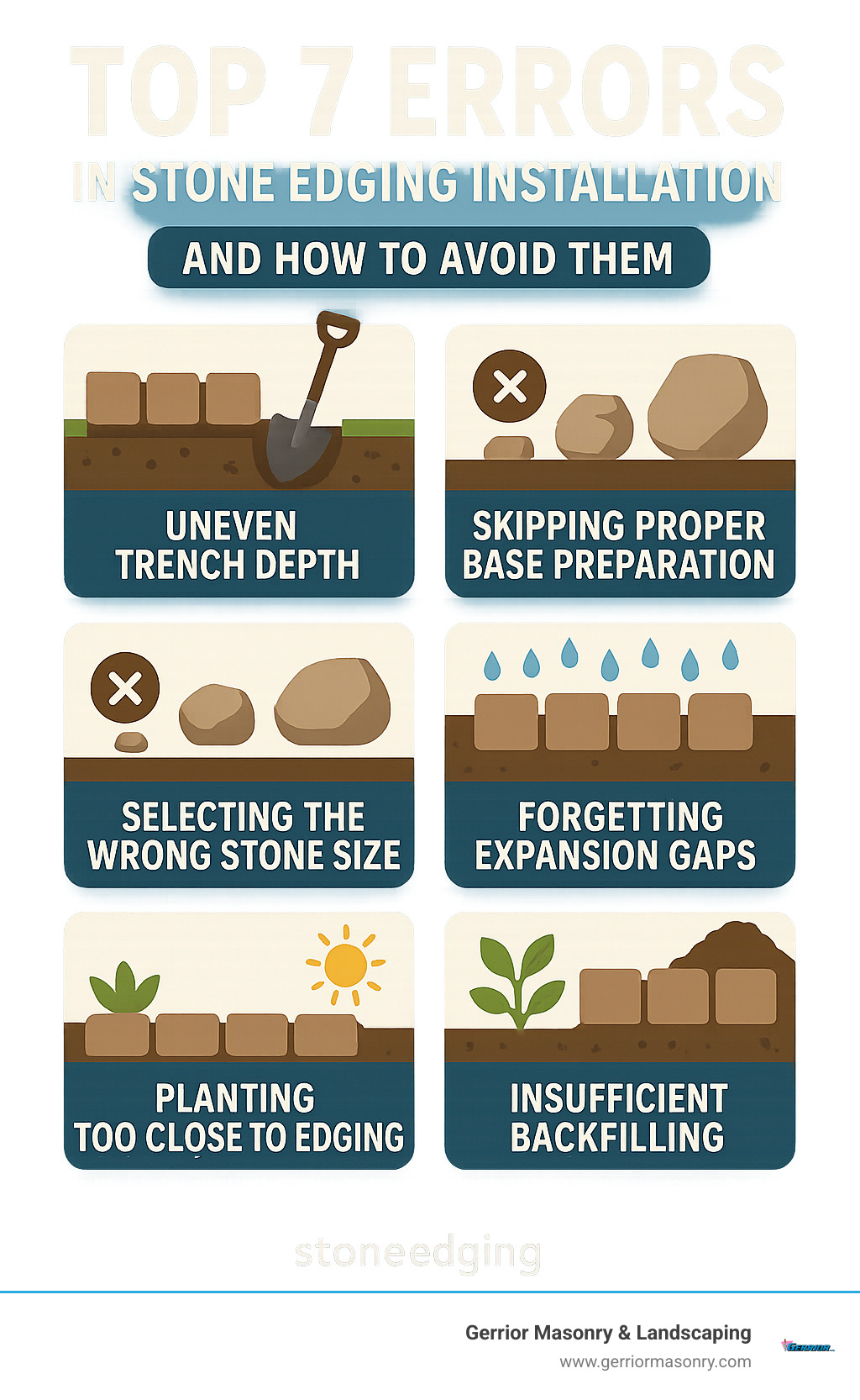 top 7 errors in stone edging installation and how to avoid them - Stone edging for flower beds infographic 