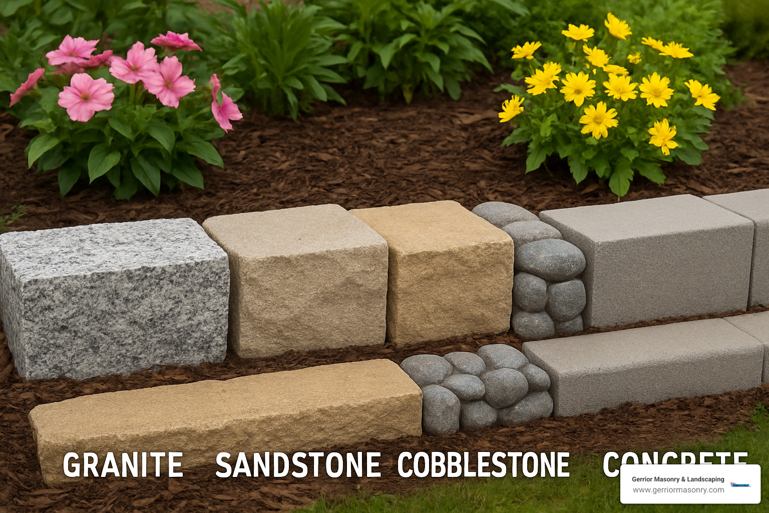 different types of stone edging materials - Stone edging for flower beds