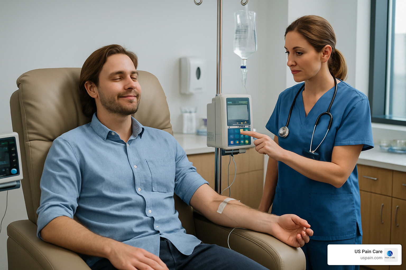 patient receiving intravenous ketamine infusion therapy - chronic pain treatment options