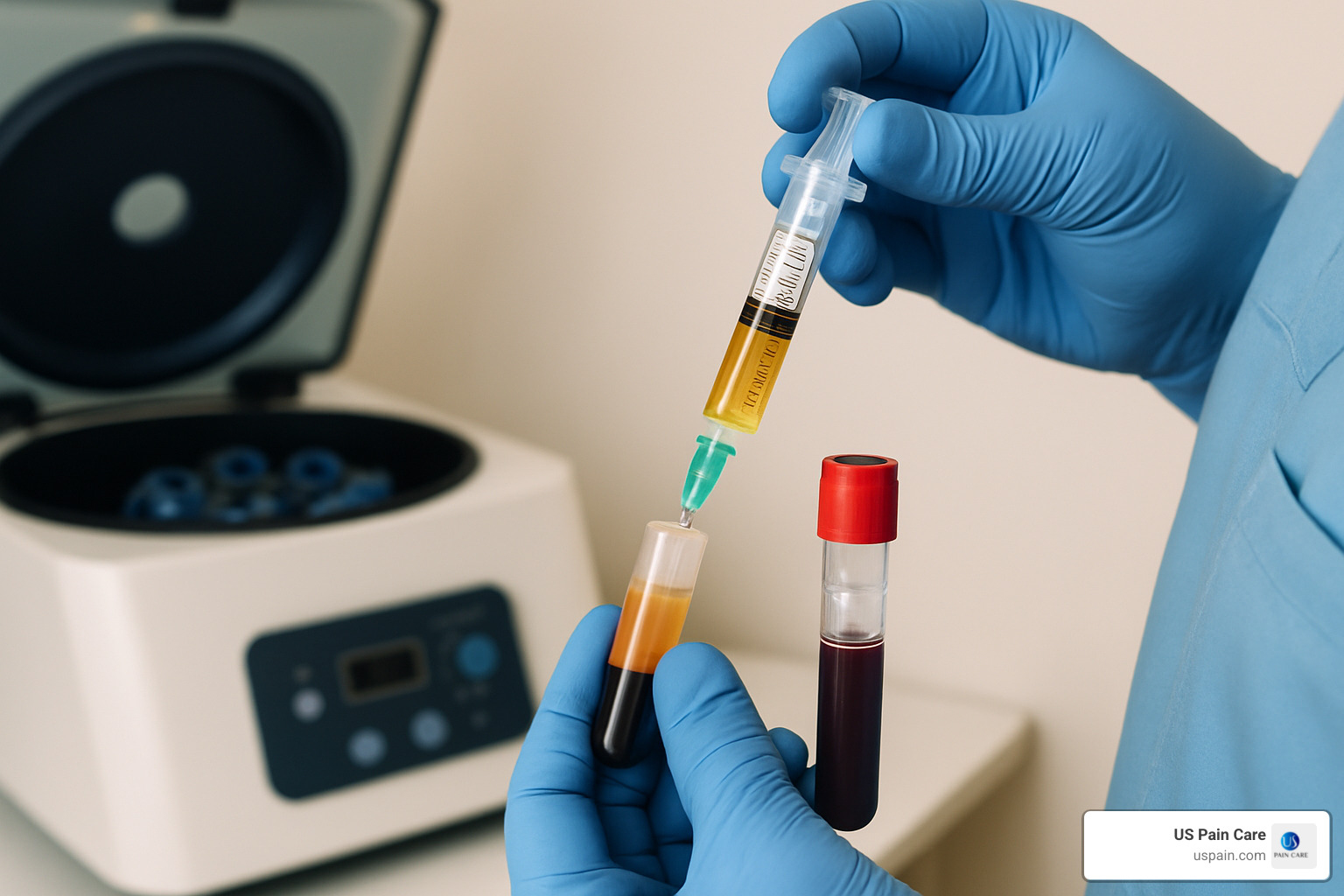 platelet-rich plasma being prepared in syringe for injection - chronic pain treatment options