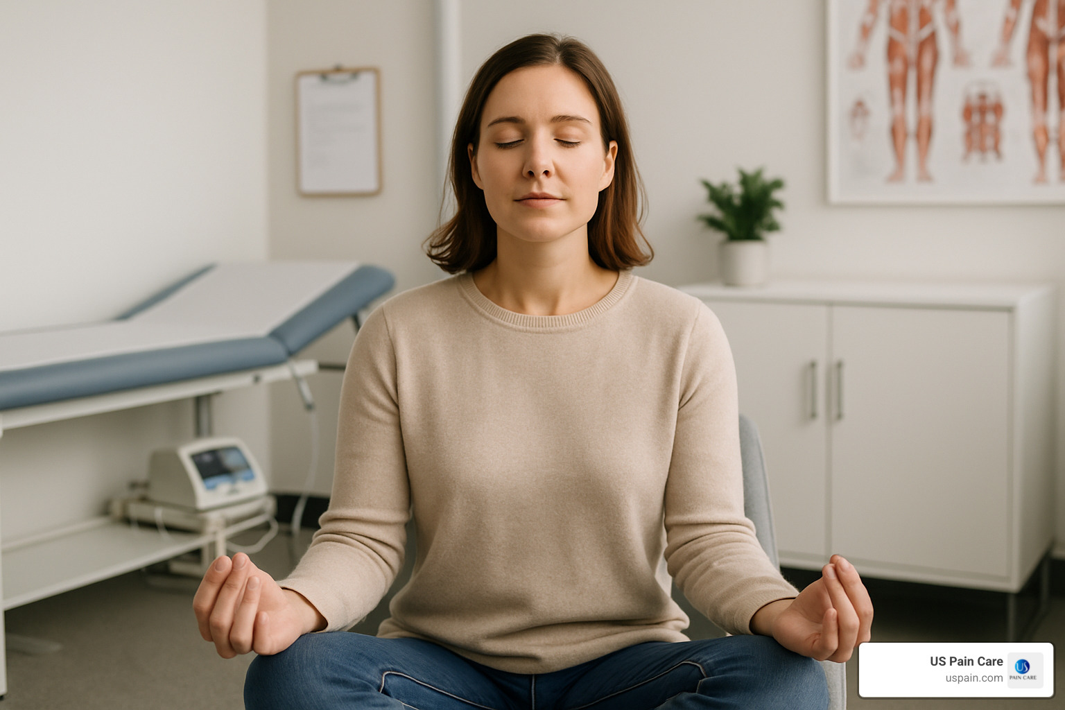 person practicing mindfulness meditation in clinical setting - chronic pain treatment options