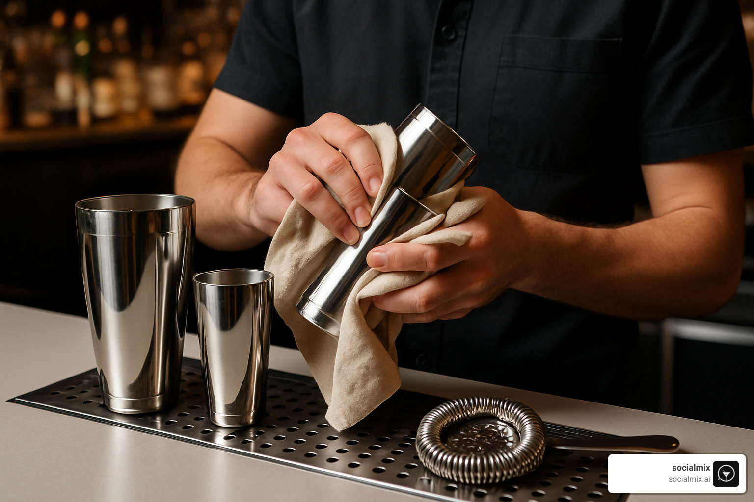 polishing professional stainless steel bar tools - professional mixology gear