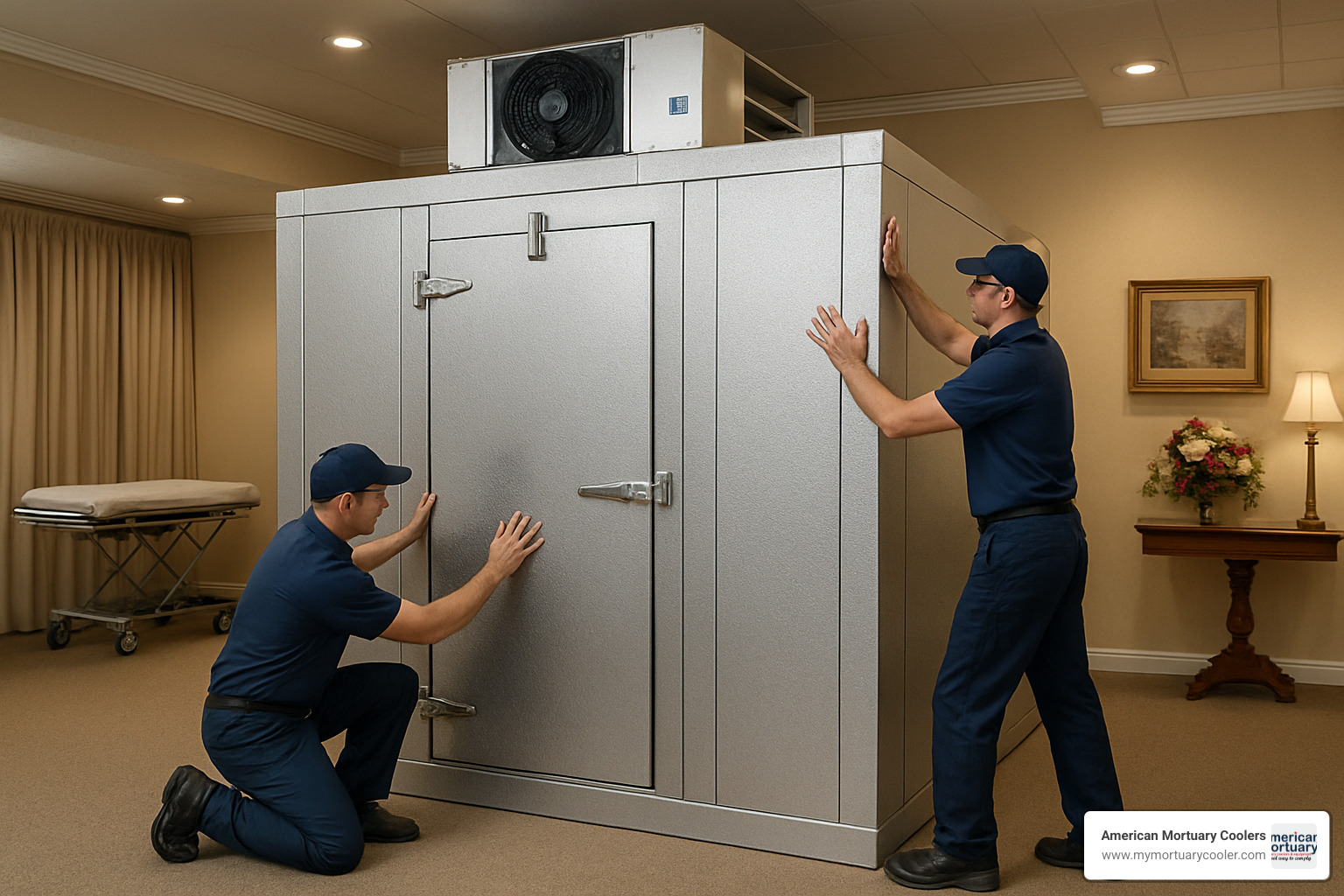 walk in cooler installation in funeral home setting - walk in cooler sizing chart