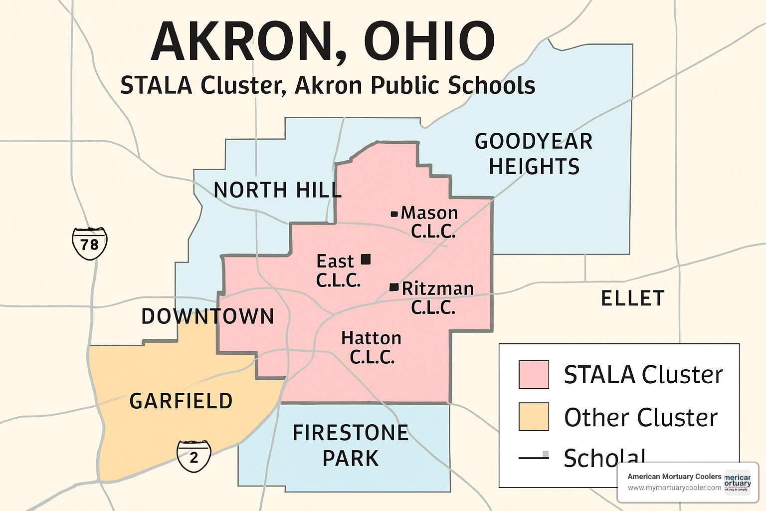 Akron Public Schools district map showing STALA cluster - My search cluster STALA