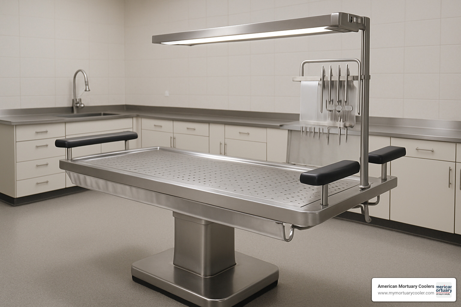 hydraulic pedestal morgue table with accessories - MORGUE TABLES