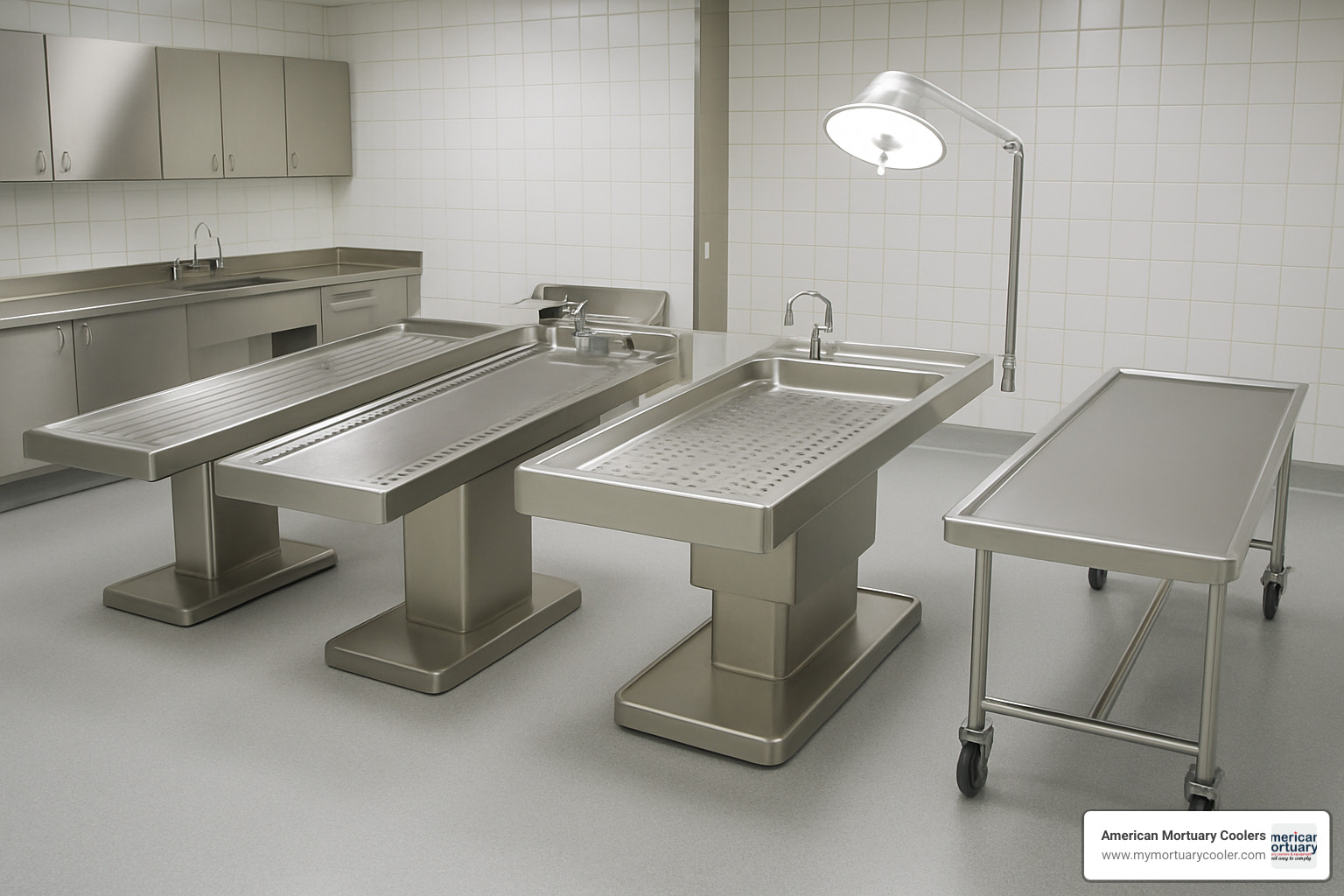 different types of morgue tables side by side - MORGUE TABLES