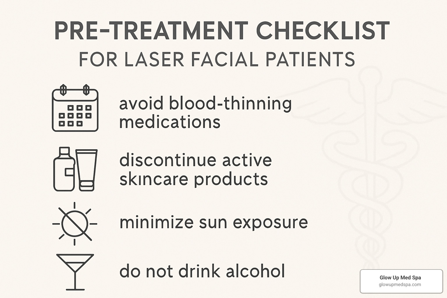 pre-treatment checklist for laser facial patients - laser facial medspa