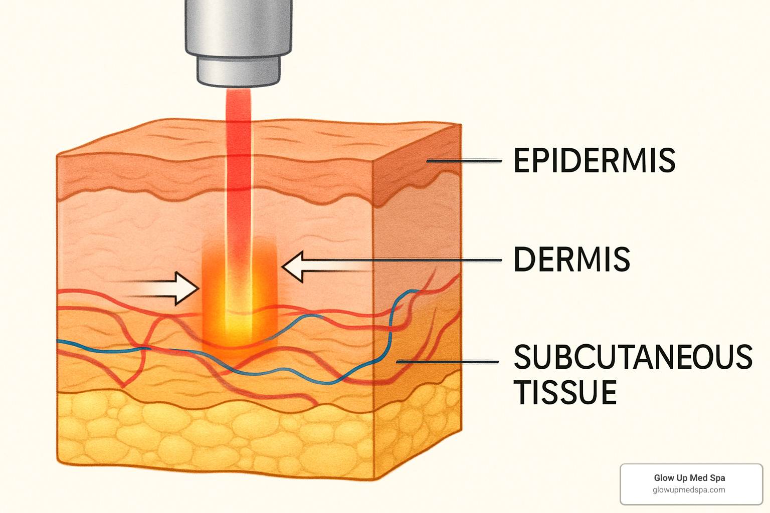 diagram showing how laser beam targets specific skin layers - laser facial medspa