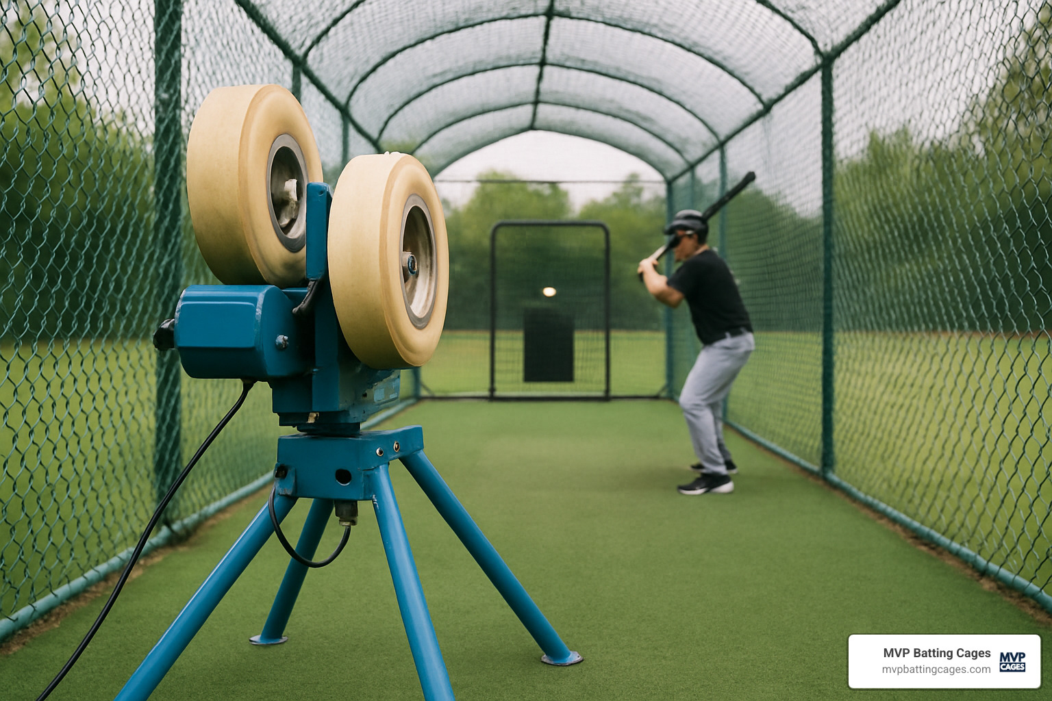 advanced batting simulator with analytics display - batting cage and pitching machine