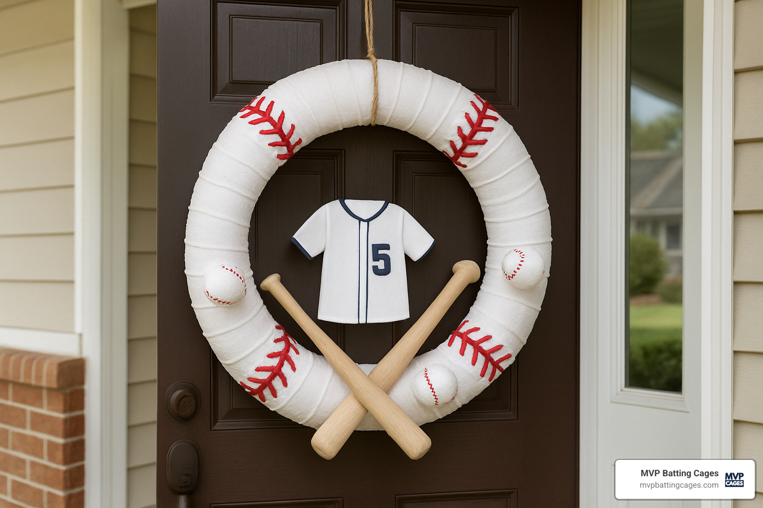 baseball themed party wreath - baseball birthday party decorations