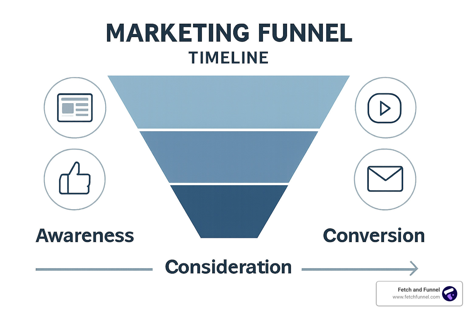 Funnel timeline showing different retargeting tactics for each stage - Best retargeting practices