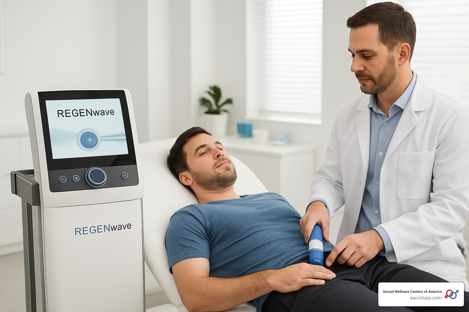 Patient receiving REGENwave therapy in a clinical setting - REGENwave