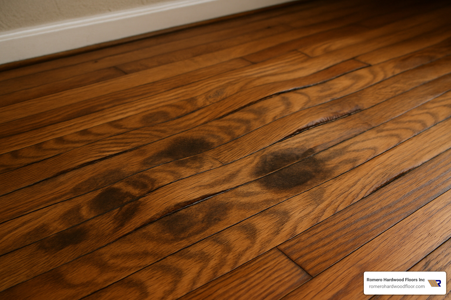 water damaged hardwood floor with cupping - Hardwood floor damage repair