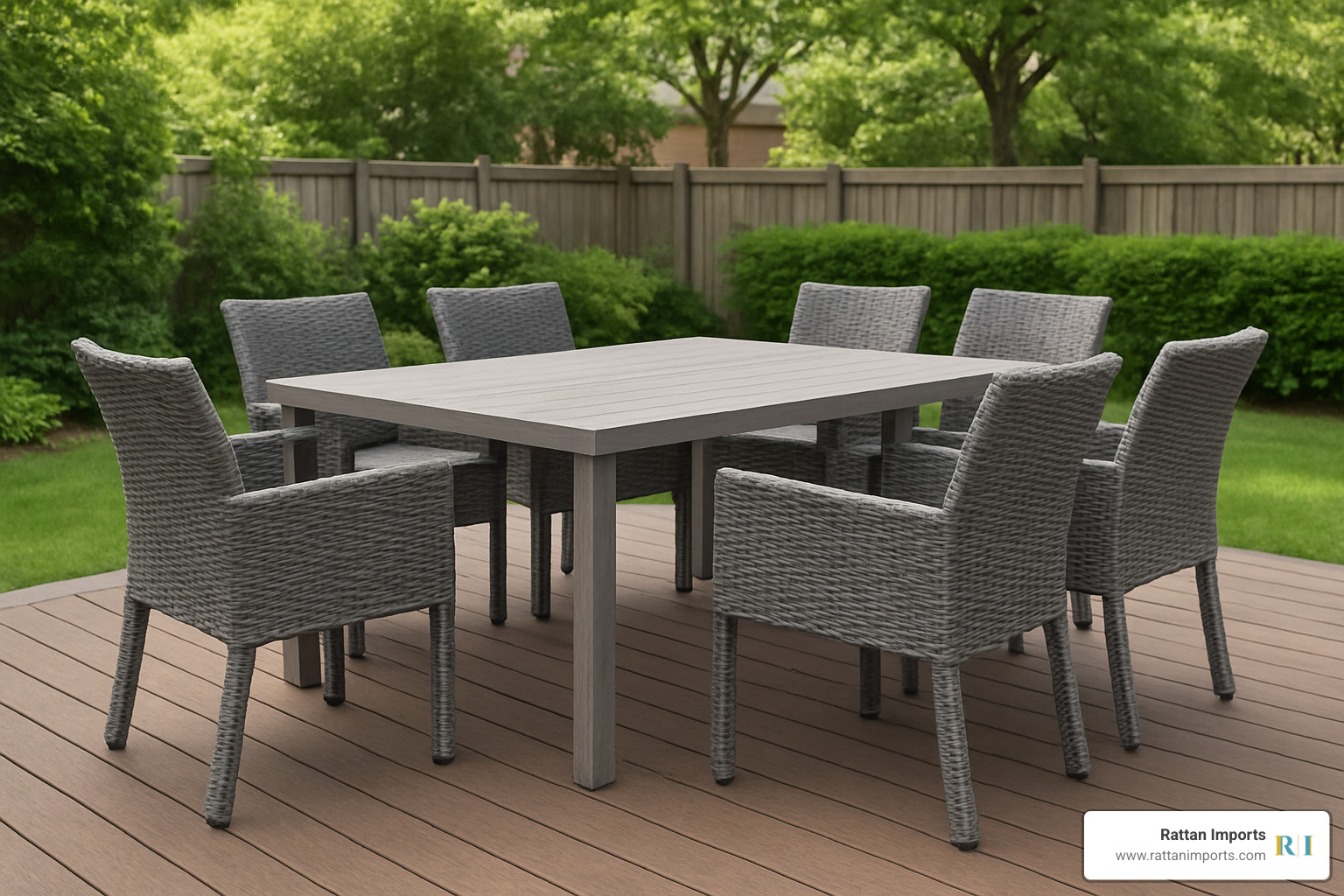 outdoor poly rattan dining set with powder-coated aluminum frame - Rattan chair and table