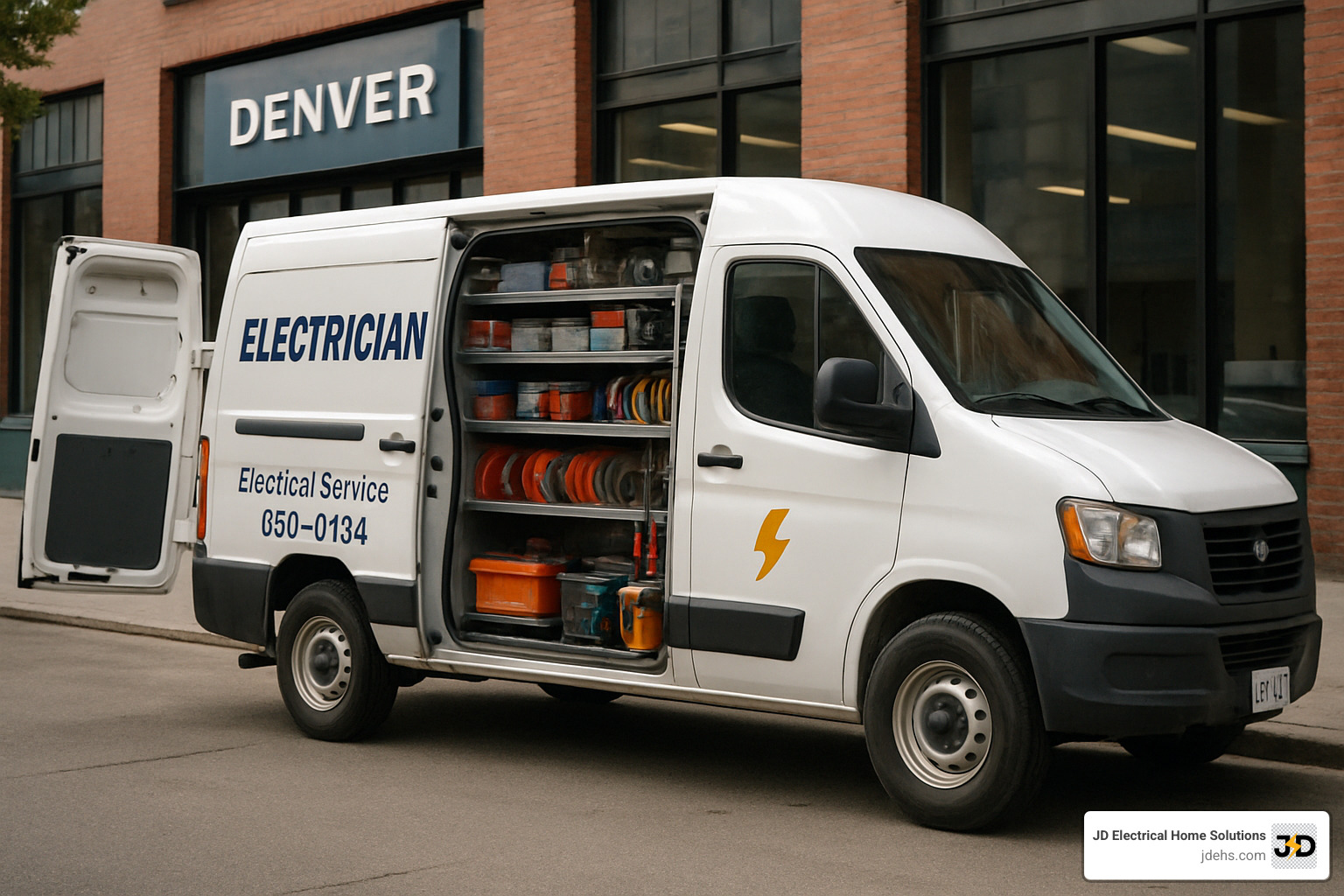 fully stocked commercial electrician service van with tools and parts - 24 hour commercial electrician Denver fully stocked commercial electrician service van with tools and parts - 24 hour commercial electrician Denver