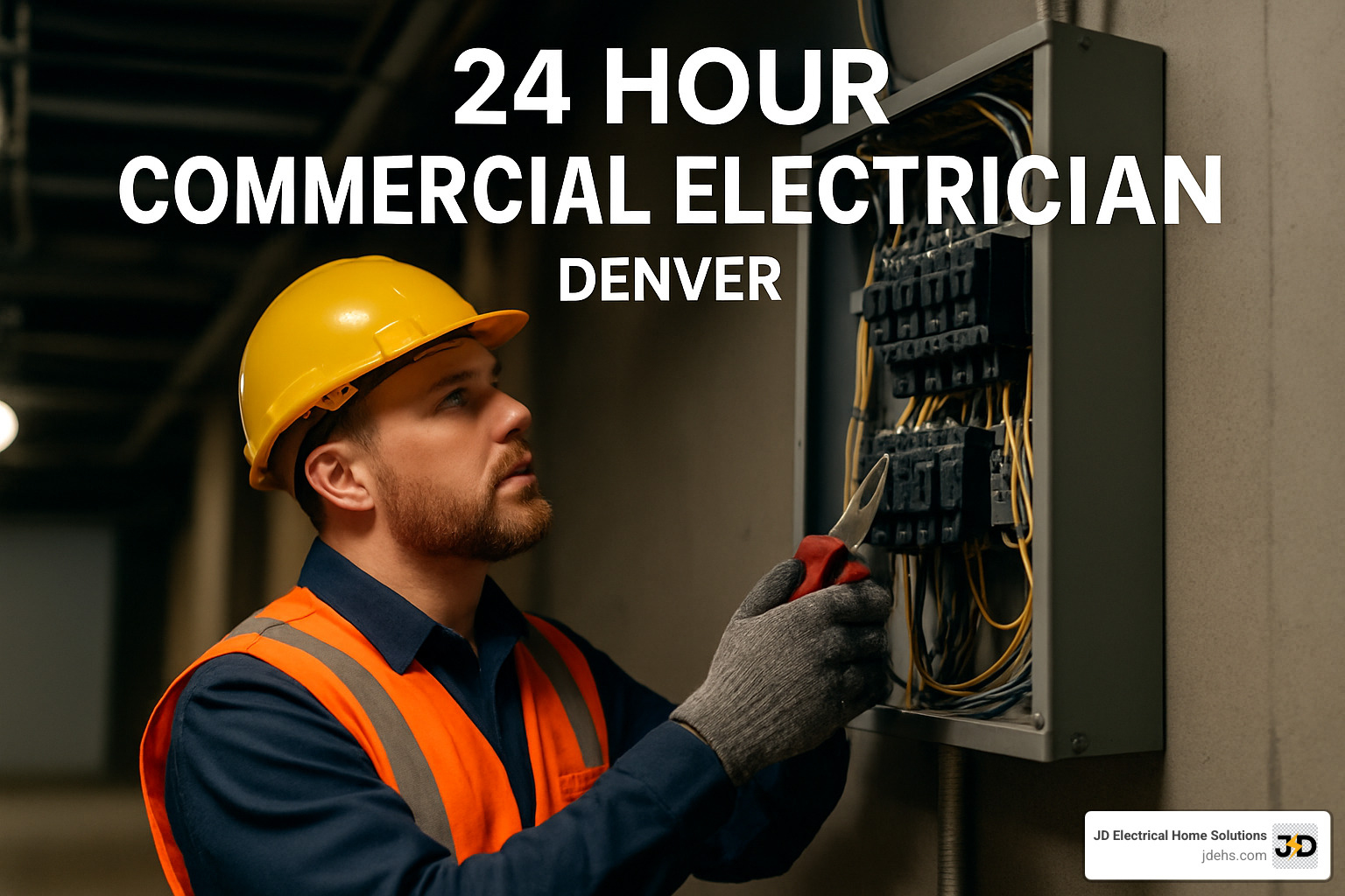 on-call electrician van parked outside a commercial building at night - 24 hour commercial electrician Denver on-call electrician van parked outside a commercial building at night - 24 hour commercial electrician Denver