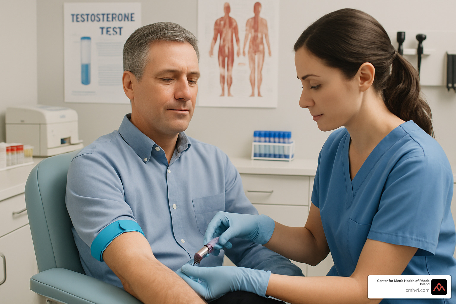 Man getting blood test for testosterone levels - trt therapy near me