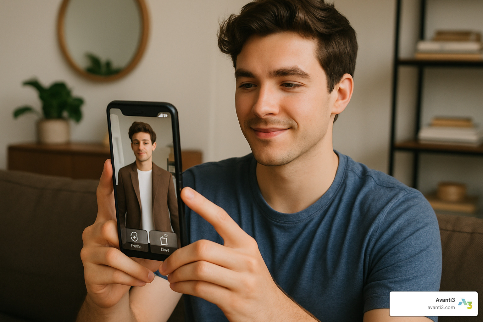 Person using AR virtual try-on for fashion items on smartphone - AR VR for brands