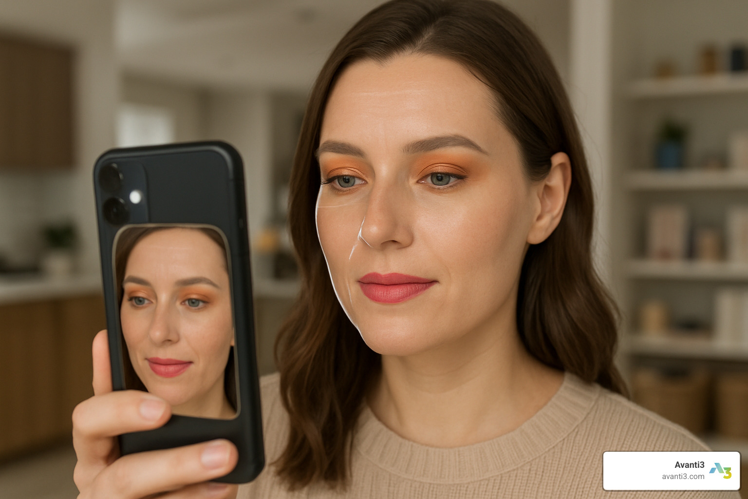 Customer using AR try-on feature for makeup products - AR VR for brands