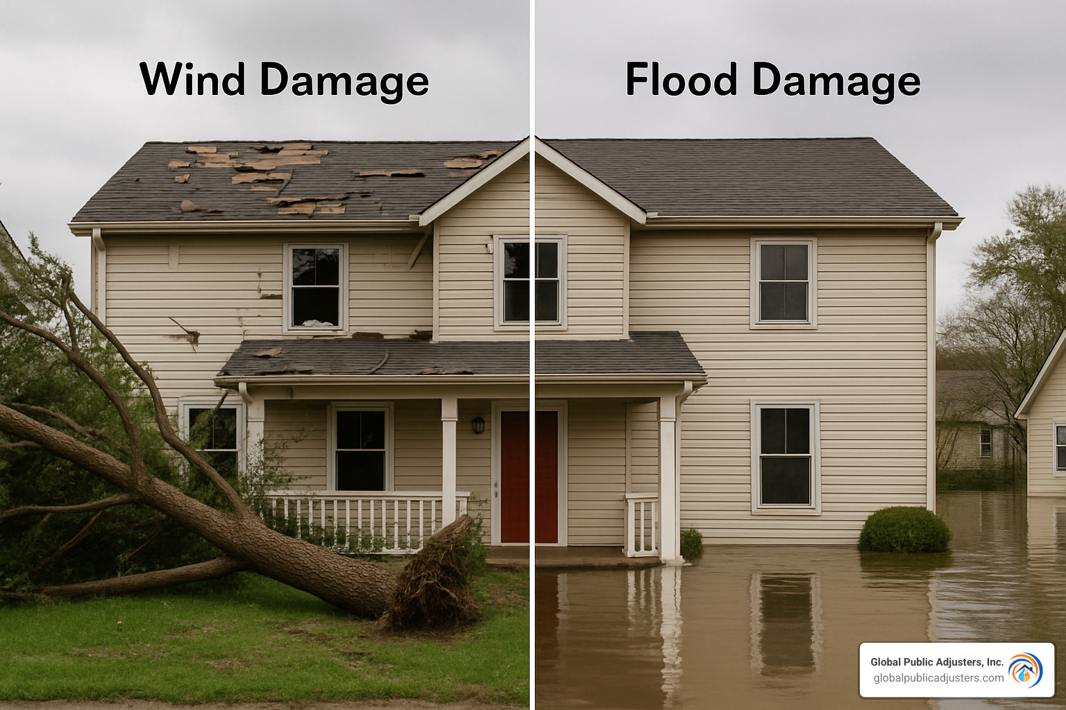 hurricane wind vs flood damage comparison - hurricane damage claims