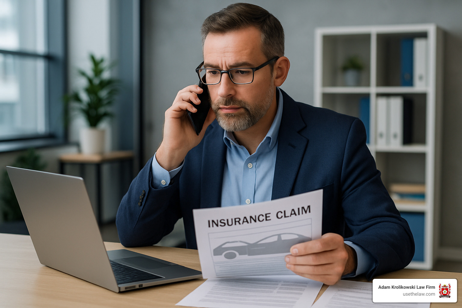insurance adjuster on phone call - santa ana car accidents lawyer