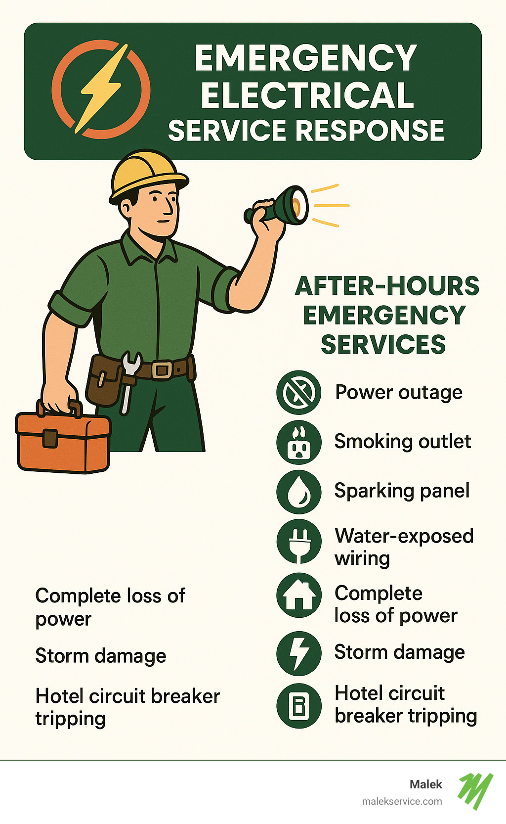 emergency electrical service response - Electrical services College Station infographic 