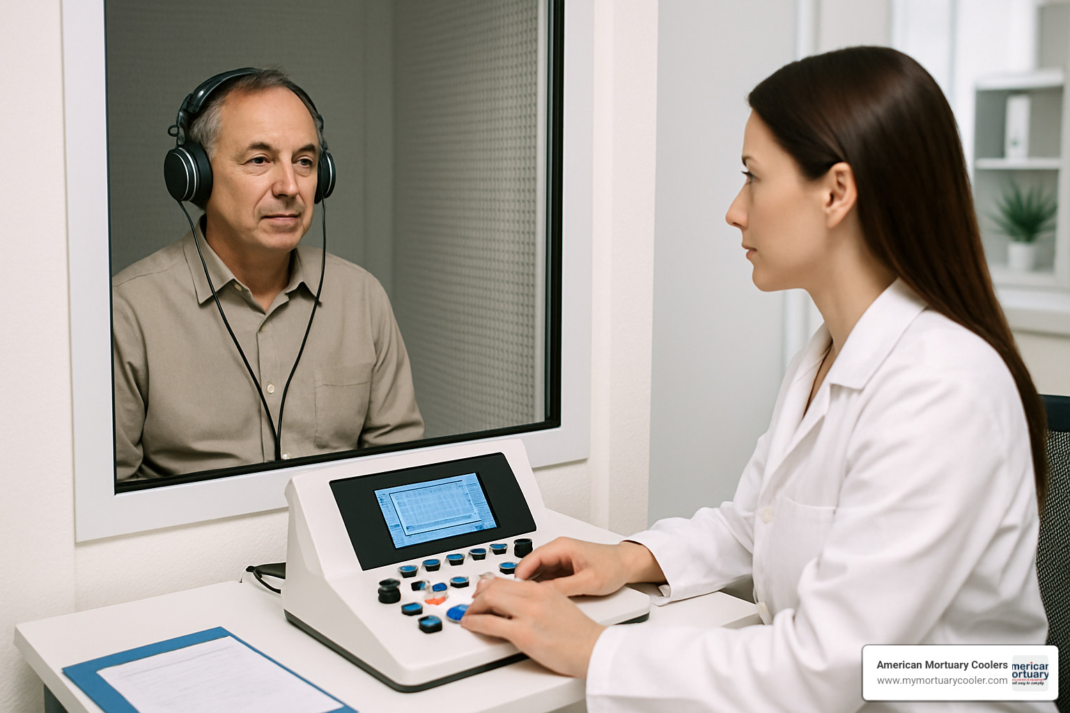 Person getting hearing tested by an audiologist - 6 body