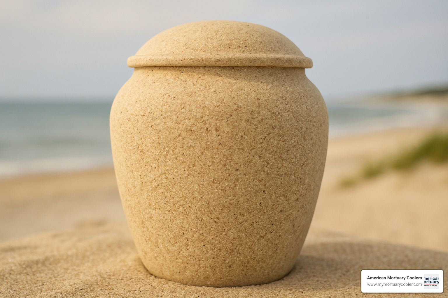 Ocean Sand Urn showing natural sand texture and biodegradable design - funeral sand