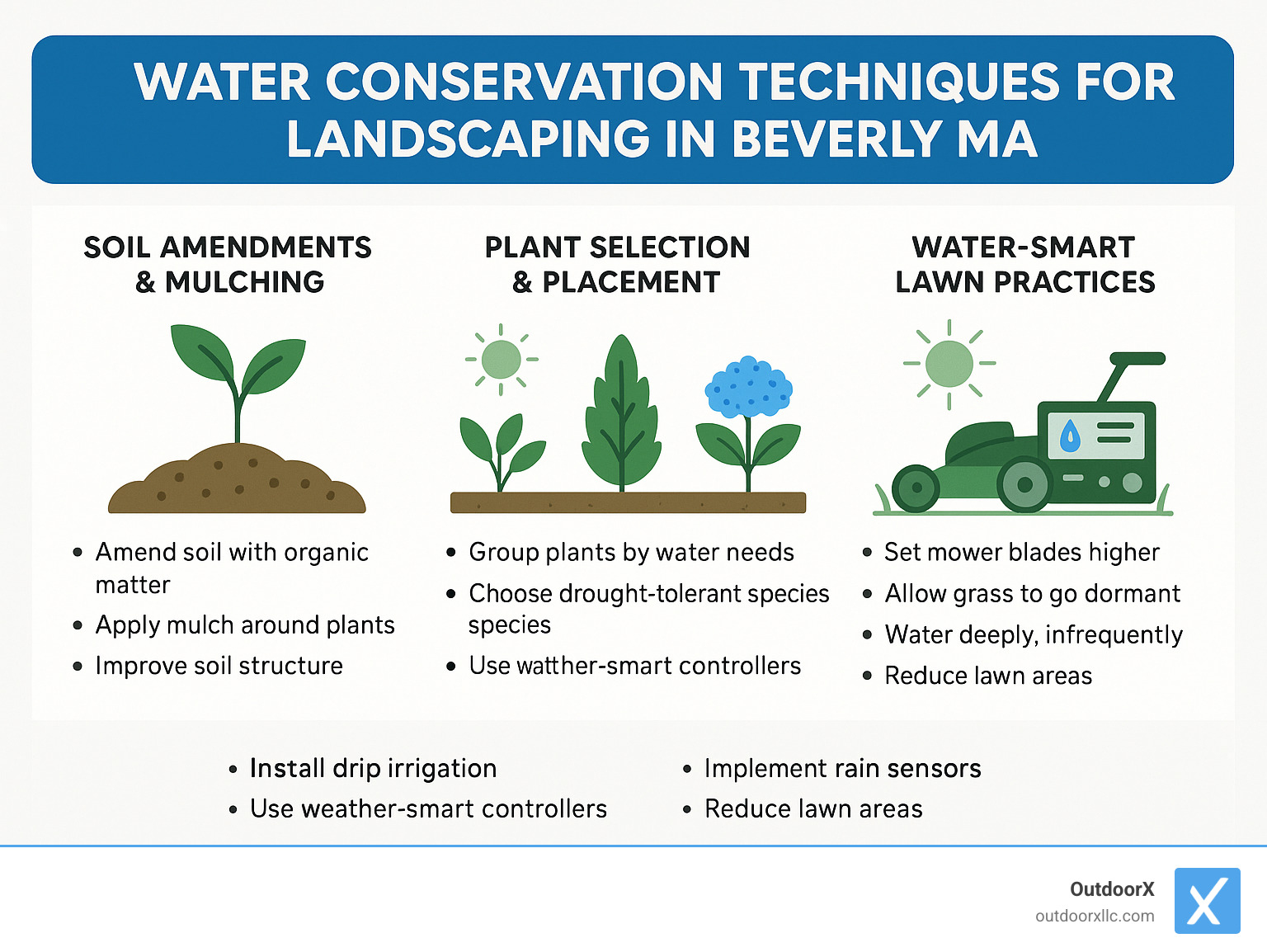 Water conservation techniques for landscaping in Beverly MA - landscaping beverly ma infographic 