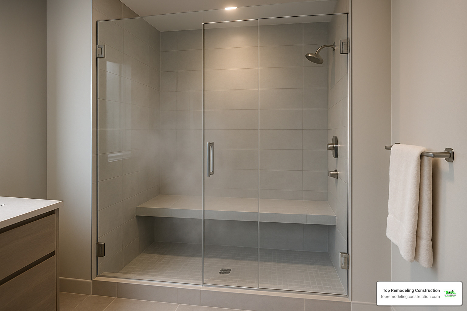 steam shower with built-in bench - Best bathroom renovation ideas