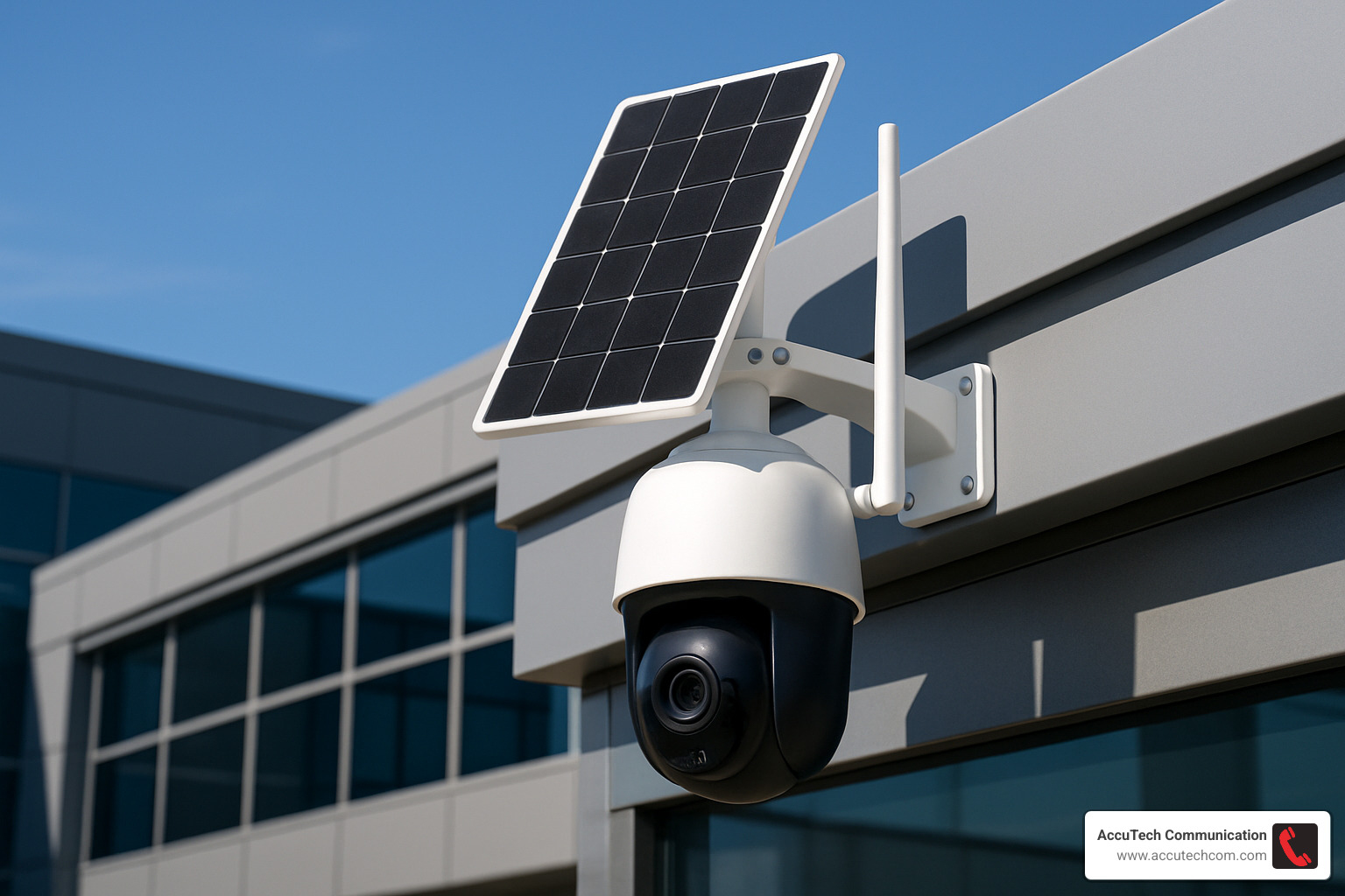 roof-mounted wireless security camera with solar panel - CCTV for Business