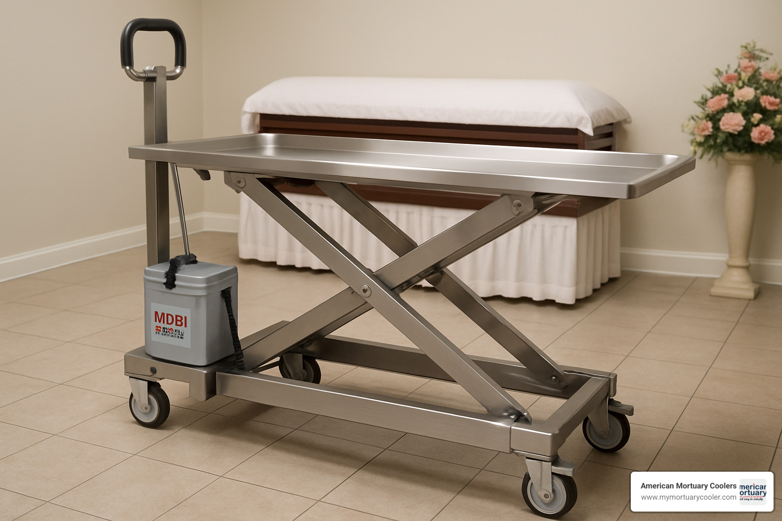 Mortuary lift with mobi battery system - mobi battery
