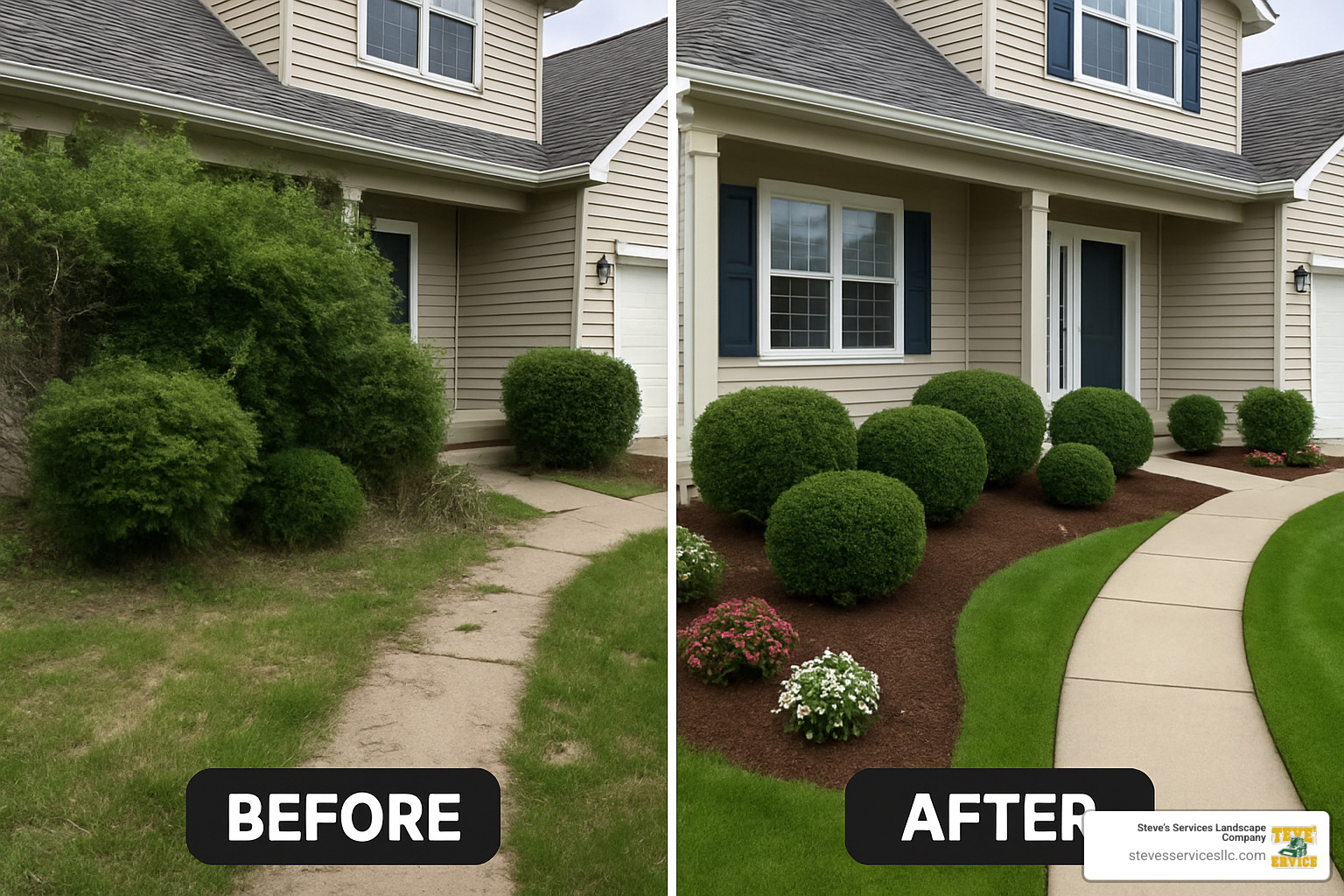 before and after landscape staging for real estate showing - Landscape Cleanup Services