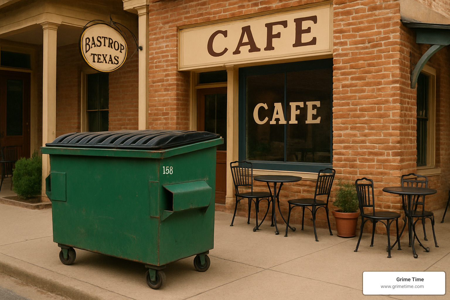 small commercial dumpster outside a cafe in Bastrop - commercial dumpster rentals in bastrop