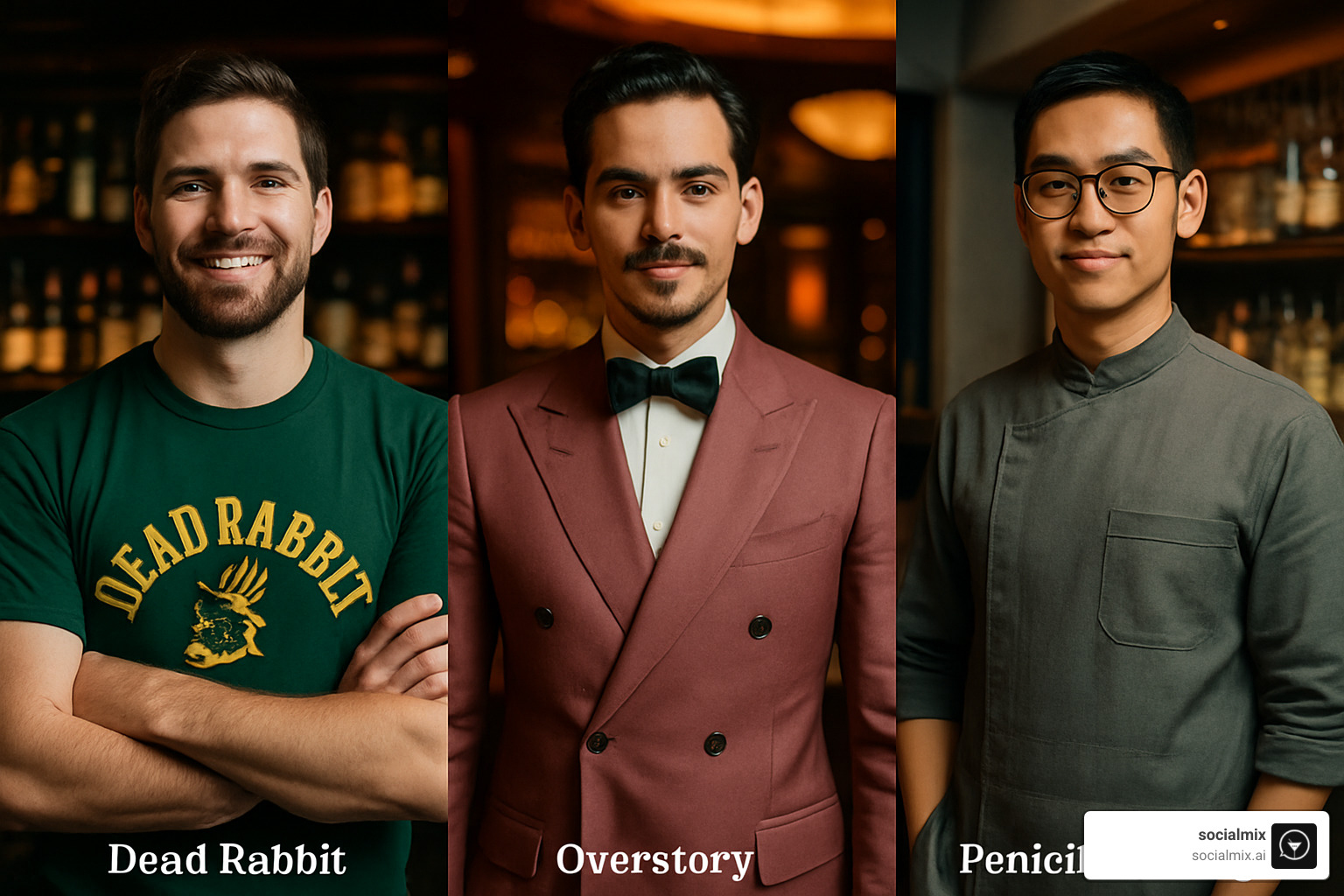 global uniform collage - modern male bartender fashion