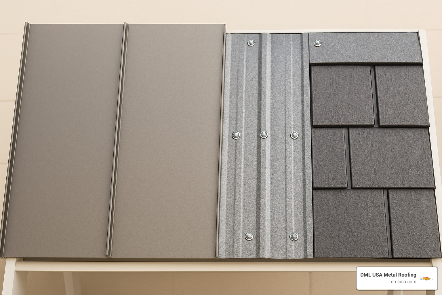 Different metal roof panel profiles showing standing seam, corrugated, and metal shingle options - how are metal roofs installed
