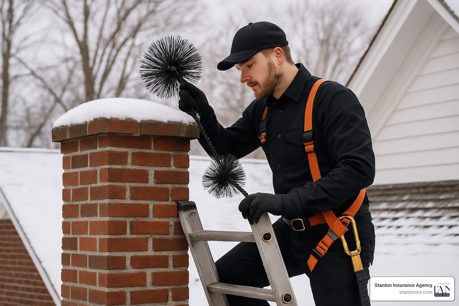 chimney sweep inspecting a chimney - Prepare home for winter