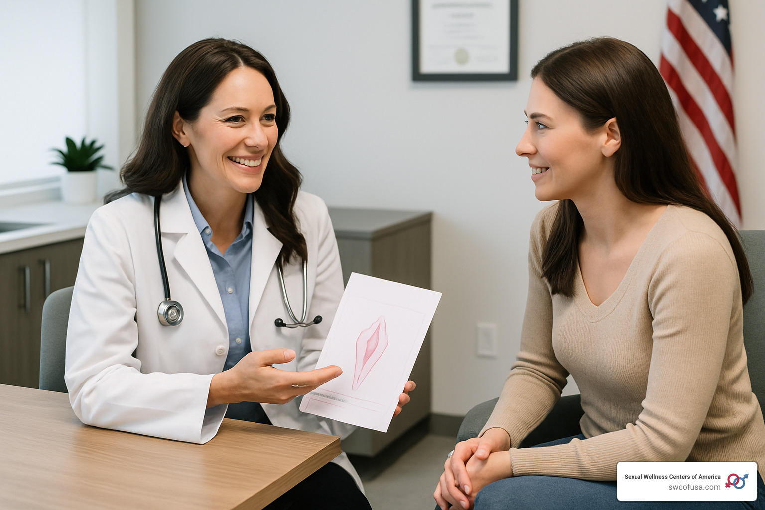 Woman consulting with doctor about vaginal rejuvenation options - non surgical vaginal rejuvenation cost