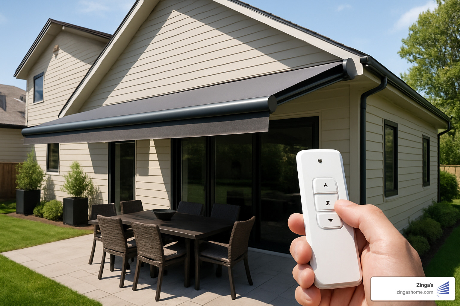 Hansø PRO+ Platinum Electric Awning with full cassette design - motorised retractable awnings