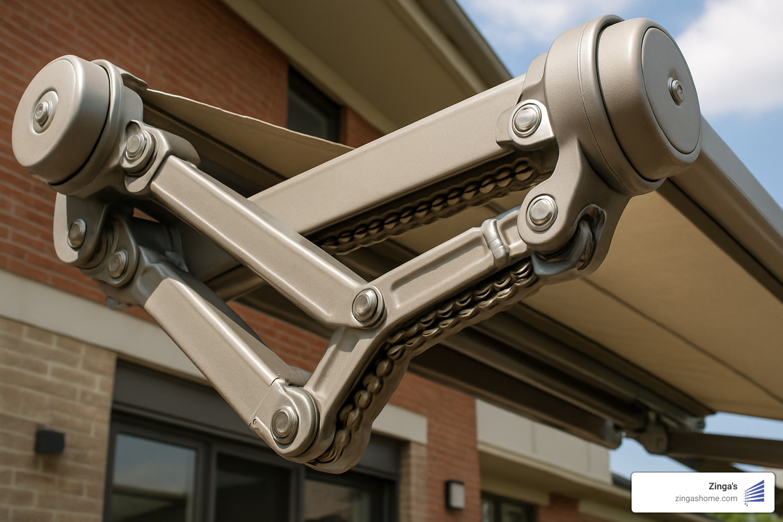 heavy duty motorised retractable awning frame close-up - motorised retractable awnings