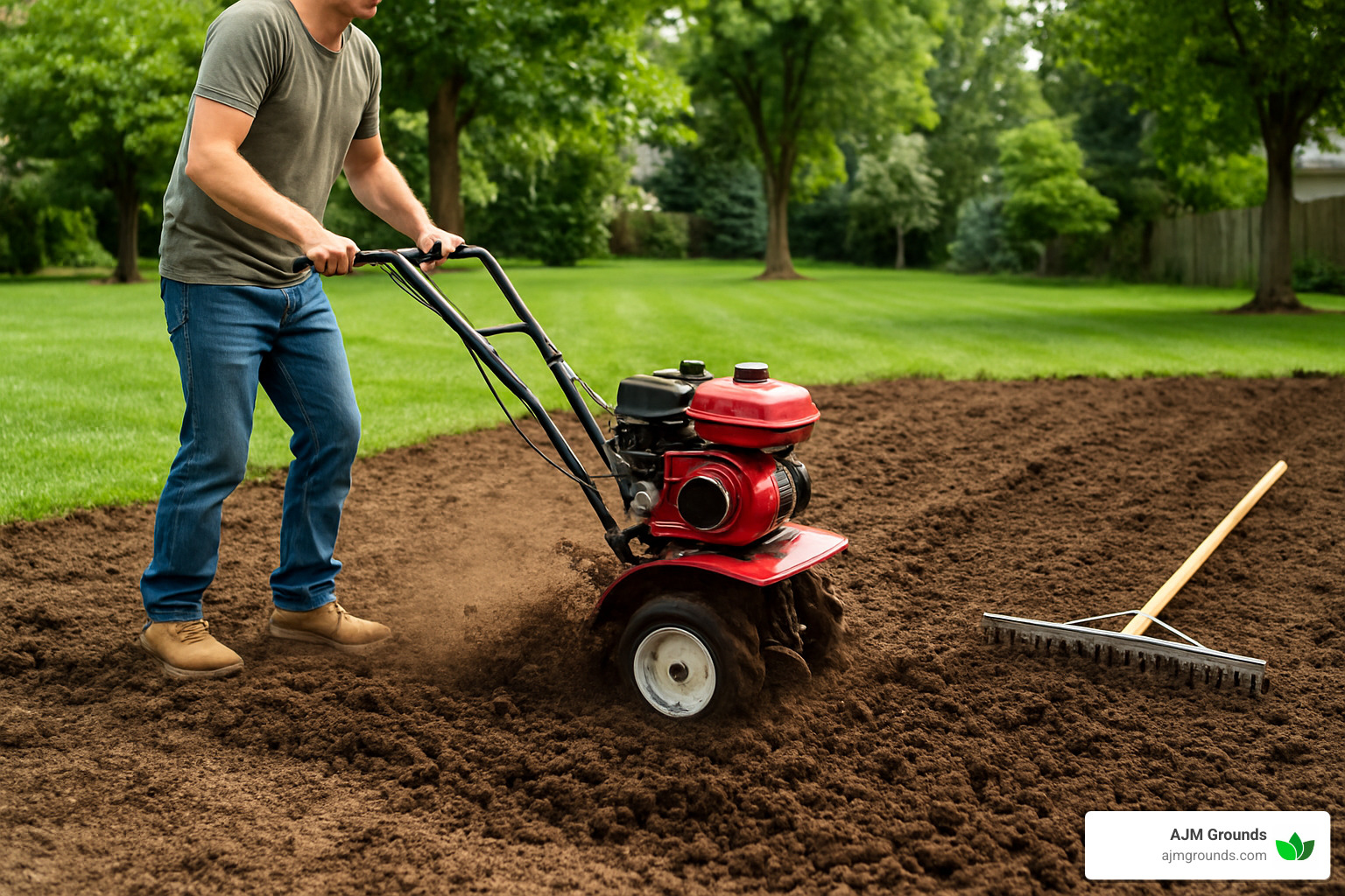 soil preparation with rototilling and grading - residential sod installation