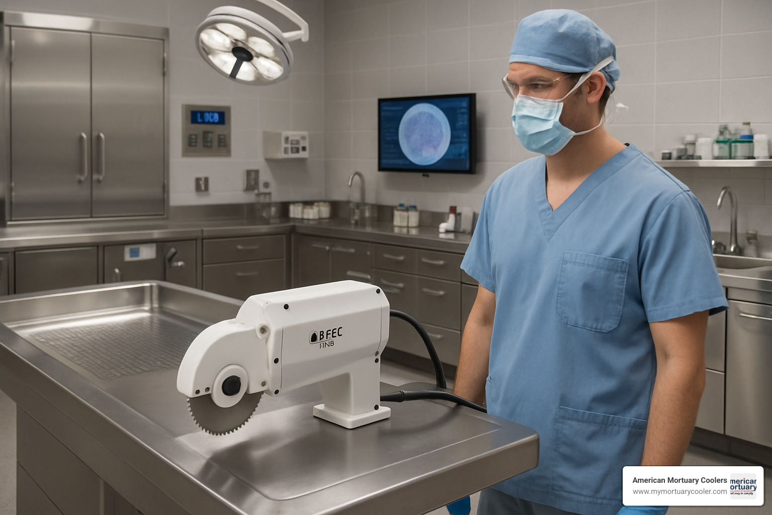 forensic pathology lab with mopec 5000 integrated into autopsy station - mopec 5000