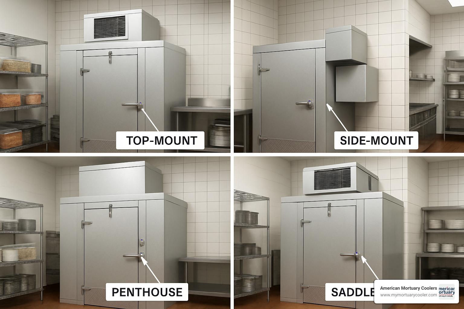 Various mounting styles for walk-in refrigeration units - walk in refrigeration unit